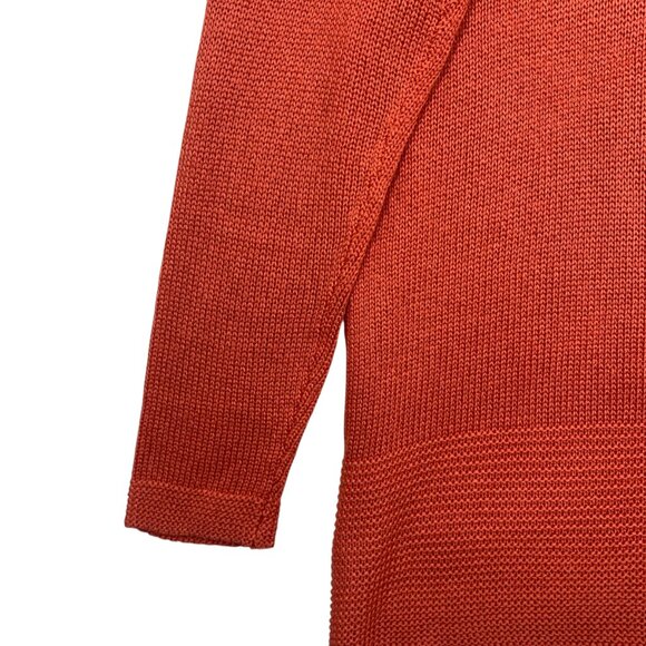 shawl collar Knit cardigan open front with pockets Orange size LG Allison Sheri - Picture 7 of 16